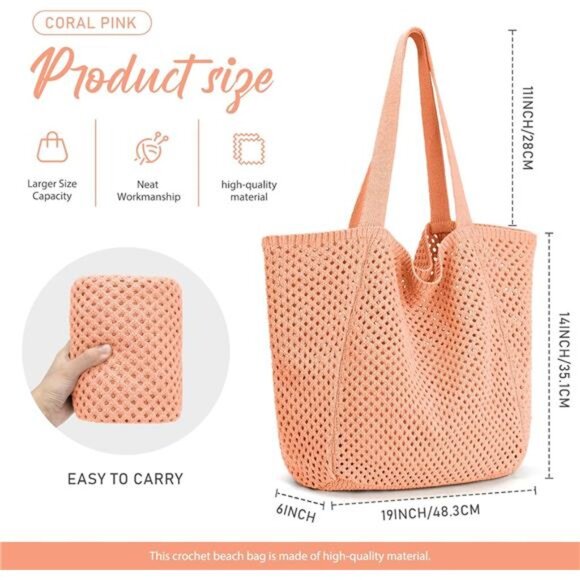 Crochet Beach Bag for Women – Boho Knit Tote with Vintage Aesthetic - Picture 4 of 7